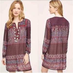 Anthropologie One September Vella Size Medium Mini Dress Tunic Boho Peasant